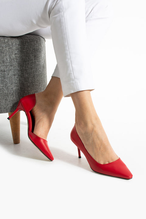 Mat Siyah Vegan Deri Stiletto – 7 cm İnce Topuklu Rahat Günlük Ofis Ayakkabısı