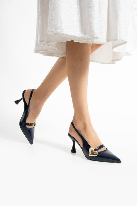 Rugan Kalp Tokalı Kadın Topuklu Ayakkabı – 7cm Rahat Vegan Stiletto