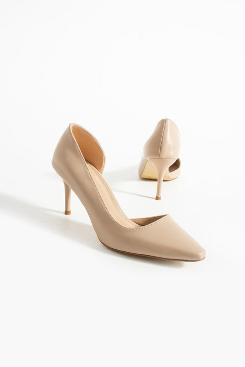 Mat Siyah Vegan Deri Stiletto – 7 cm İnce Topuklu Rahat Günlük Ofis Ayakkabısı