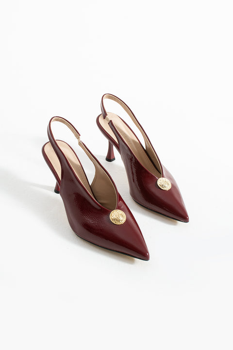 Düğme Detaylı Slingback İnce Topuklu Kadın Stiletto – Şık ve Zarif Abiye Ayakkabı
