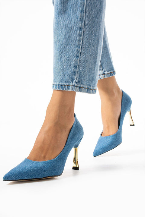 Kadın Leopar Desenli 9 cm Altın Kaplama Topuklu Stiletto – Vegan Deri, Hafızalı Ped, Şık ve Rahat