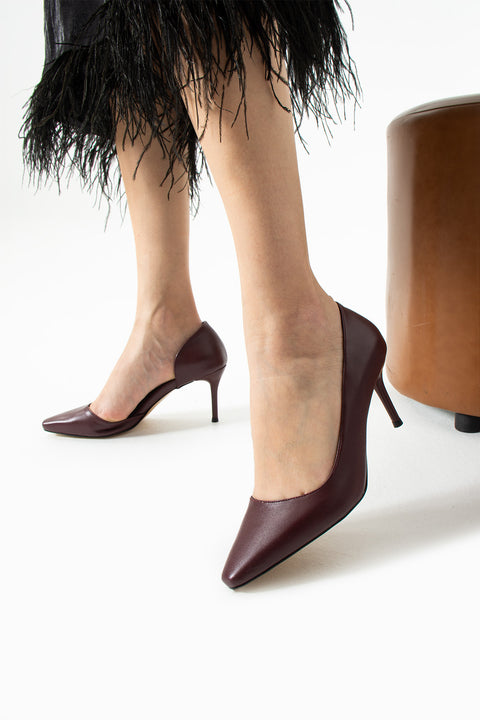 Mat Siyah Vegan Deri Stiletto – 7 cm İnce Topuklu Rahat Günlük Ofis Ayakkabısı