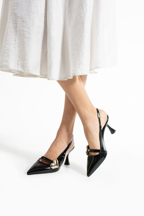 Rugan Kalp Tokalı Kadın Topuklu Ayakkabı – 7cm Rahat Vegan Stiletto