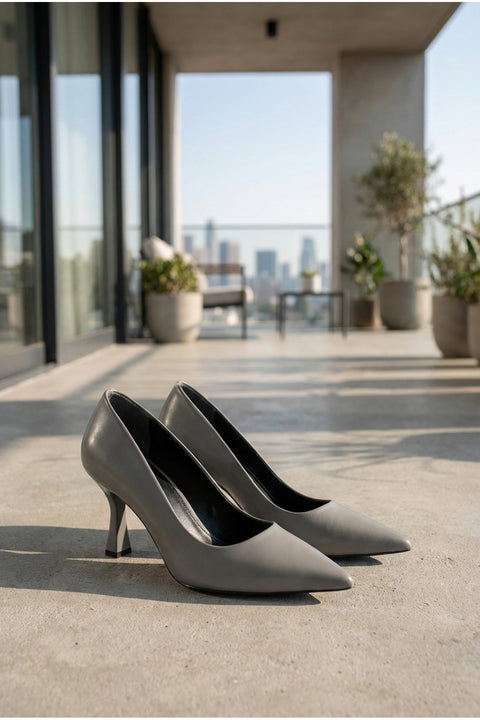 Mat Vegan Deri Sivri Burun Kavis Topuk Kadın Stiletto Ayakkabı | Günlük ve Davet Şıklığı