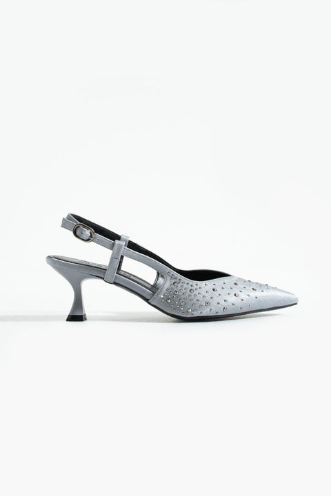 Taş Detaylı İnce Topuklu Slingback Stiletto – Şık ve Zarif Abiye Kadın Ayakkabı