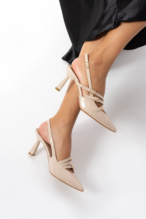 Rugan Stiletto – Parlak Vegan Deri Topuklu Kadın Ayakkabı | Günlük ve Özel Gün Şıklığı için Sivri Burunlu Şık Mode
