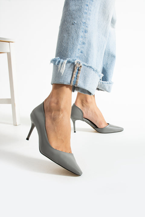 Mat Siyah Vegan Deri Stiletto – 7 cm İnce Topuklu Rahat Günlük Ofis Ayakkabısı