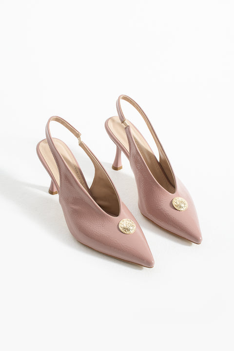 Düğme Detaylı Slingback İnce Topuklu Kadın Stiletto – Şık ve Zarif Abiye Ayakkabı