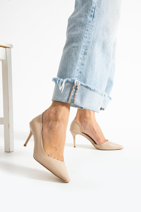 Mat Siyah Vegan Deri Stiletto – 7 cm İnce Topuklu Rahat Günlük Ofis Ayakkabısı