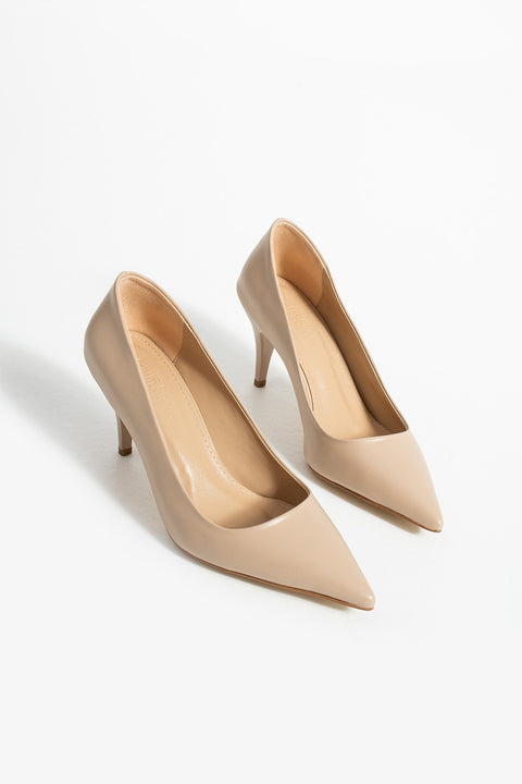 Şık Beyaz Vegan Deri Stiletto | Sivri Burun, 7 cm İnce Topuklu Günlük & Ofis Ayakkabısı