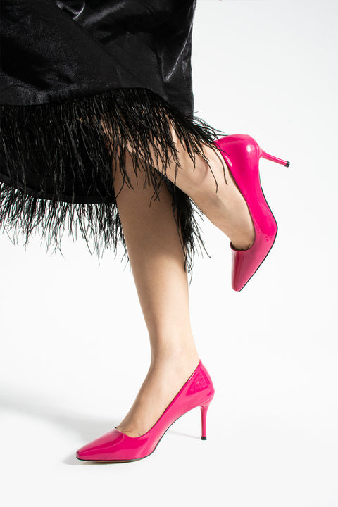 Parlak Vegan Deri Topuklu Ayakkabı – 7cm İnce Topuklu Şık Stiletto