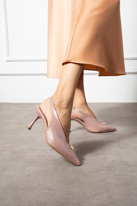 Düğme Detaylı Slingback İnce Topuklu Kadın Stiletto – Şık ve Zarif Abiye Ayakkabı