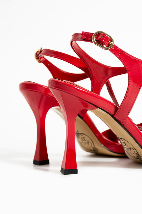 Desenli Tokalı T Bantlı Açık Burun İnce Topuklu Abiye Stiletto Sandalet | Gece Şıklığı