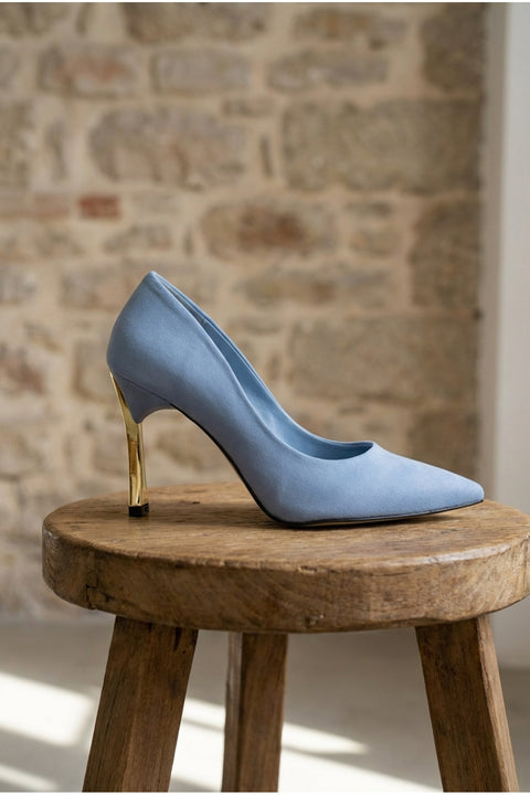 Kadın Leopar Desenli 9 cm Altın Kaplama Topuklu Stiletto – Vegan Deri, Hafızalı Ped, Şık ve Rahat
