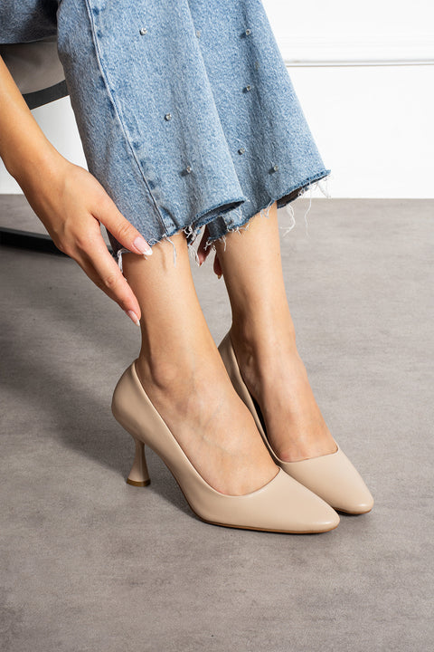 Yılan Derisi Desenli İnce Topuklu Stiletto Şık Rahat Vegan Deri Kadın Topuklu Ayakkabı