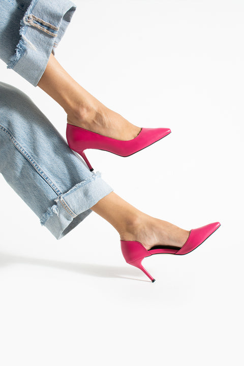 Mat Siyah Vegan Deri Stiletto – 7 cm İnce Topuklu Rahat Günlük Ofis Ayakkabısı