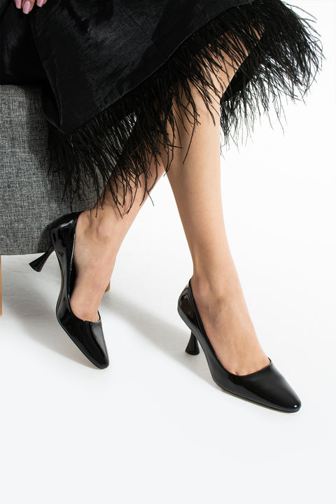 Yılan Derisi Desenli İnce Topuklu Stiletto Şık Rahat Vegan Deri Kadın Topuklu Ayakkabı