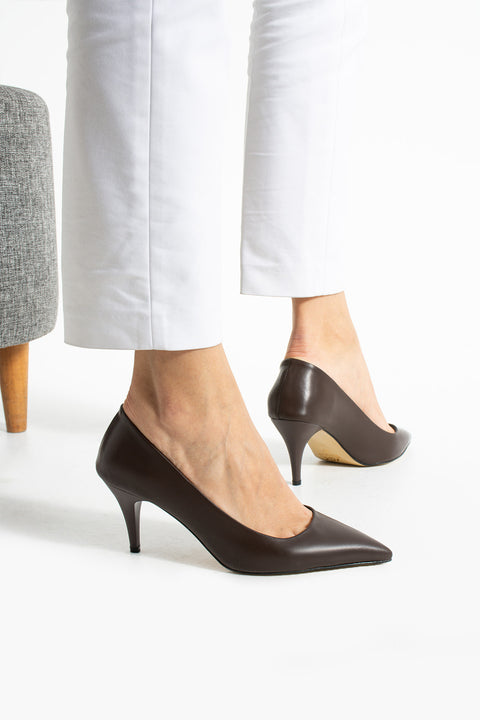 Şık Beyaz Vegan Deri Stiletto | Sivri Burun, 7 cm İnce Topuklu Günlük & Ofis Ayakkabısı