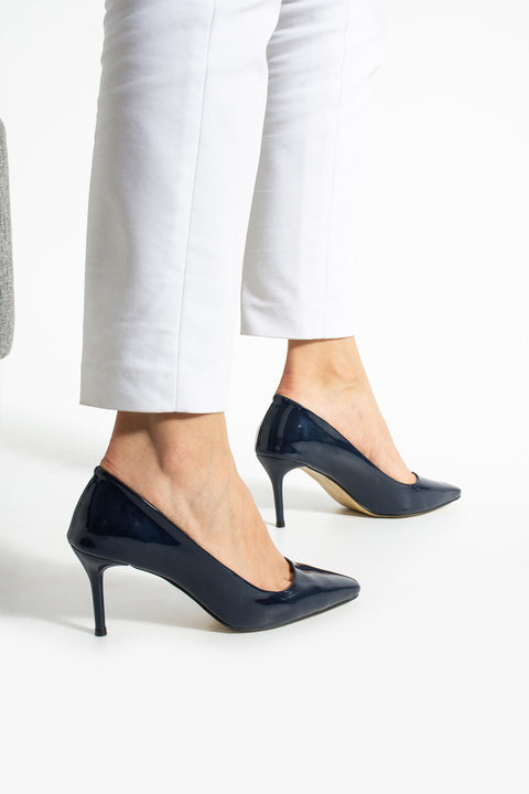 Parlak Vegan Deri Topuklu Ayakkabı – 7cm İnce Topuklu Şık Stiletto