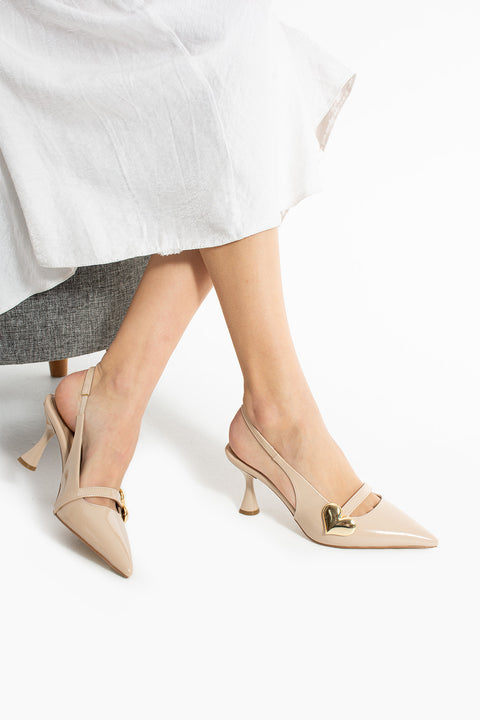 Rugan Kalp Tokalı Kadın Topuklu Ayakkabı – 7cm Rahat Vegan Stiletto
