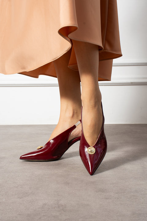 Düğme Detaylı Slingback İnce Topuklu Kadın Stiletto – Şık ve Zarif Abiye Ayakkabı