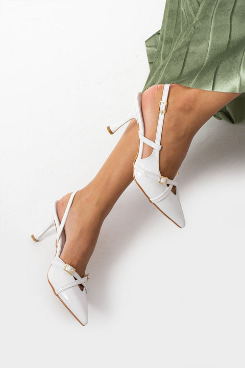 Kadın Topuklu Ayakkabı Abiye Ayakkabı Beyaz Stiletto Vegan Deri Rugan - Günlük Ve Özel Gün