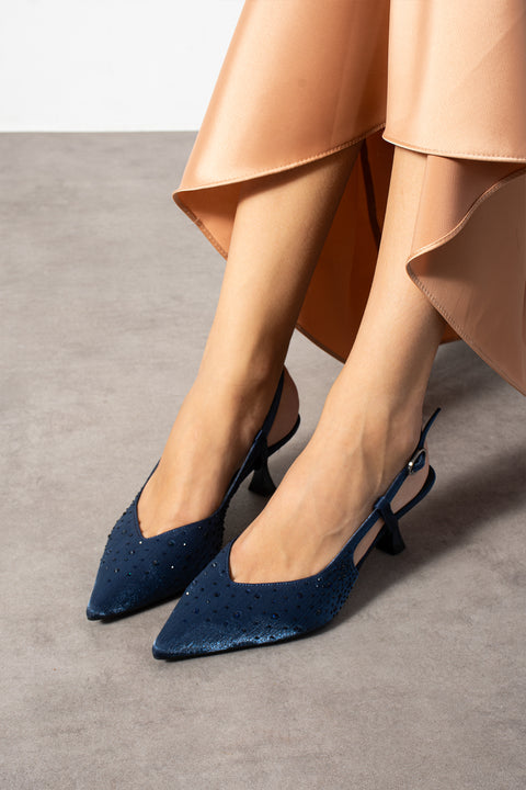 Taş Detaylı İnce Topuklu Slingback Stiletto – Şık ve Zarif Abiye Kadın Ayakkabı