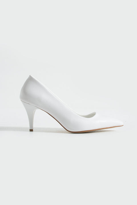 Şık Beyaz Vegan Deri Stiletto | Sivri Burun, 7 cm İnce Topuklu Günlük & Ofis Ayakkabısı