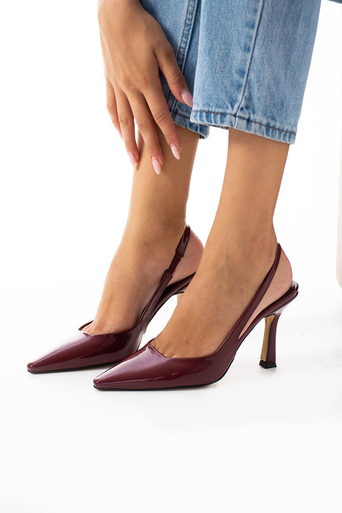 Slingback İnce Topuklu Ayakkabı Kadın Sivri Burun Şık Günlük Ofis Abiye Model