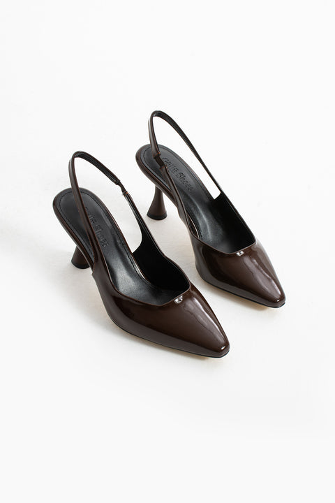 Vegan Deri Slingback Topuklu Ayakkabı – 8 cm Topuklu, Şık ve Zarif Klasik Model, Günlük ve Ofis Kombinlerine Uygun