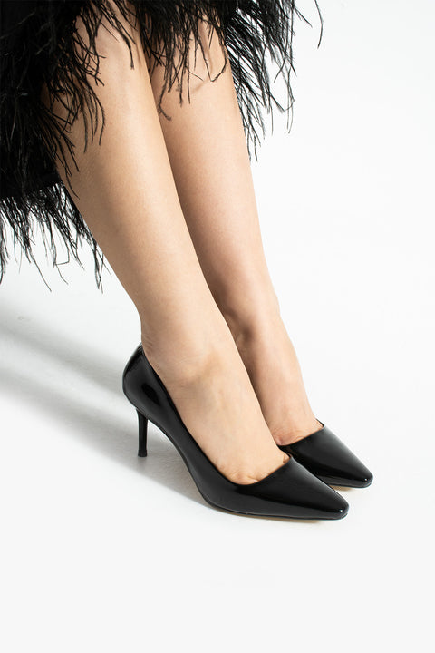 Parlak Vegan Deri Topuklu Ayakkabı – 7cm İnce Topuklu Şık Stiletto