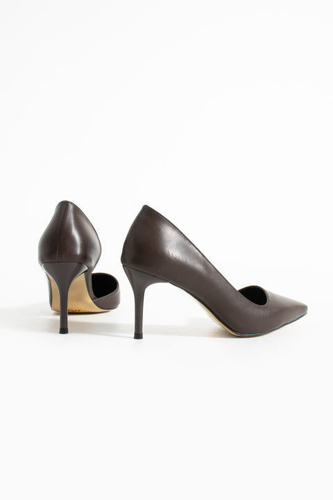 Mat Siyah Vegan Deri Stiletto – 7 cm İnce Topuklu Rahat Günlük Ofis Ayakkabısı