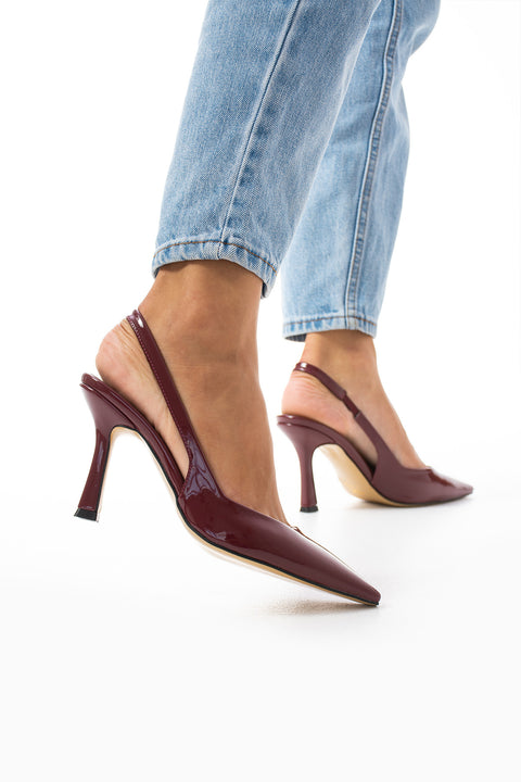Slingback İnce Topuklu Ayakkabı Kadın Sivri Burun Şık Günlük Ofis Abiye Model