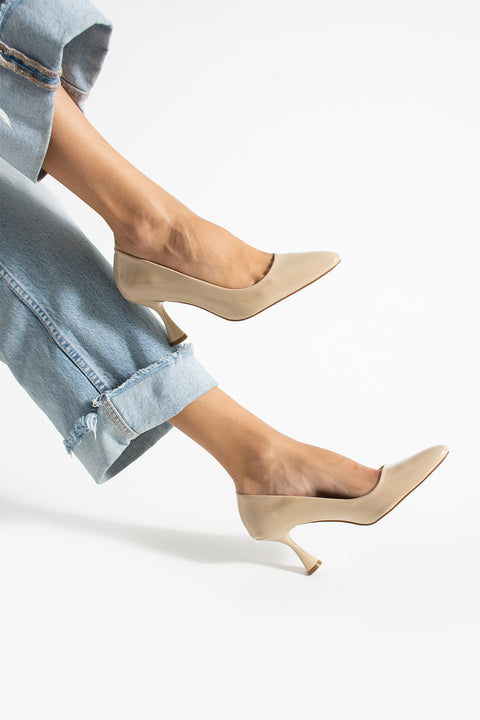 Yılan Derisi Desenli İnce Topuklu Stiletto Şık Rahat Vegan Deri Kadın Topuklu Ayakkabı