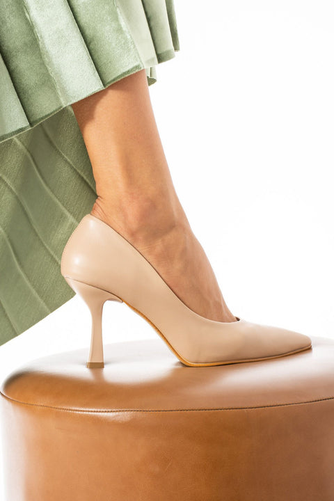 Mat Vegan Deri Sivri Burun Kavis Topuk Kadın Stiletto Ayakkabı | Günlük ve Davet Şıklığı