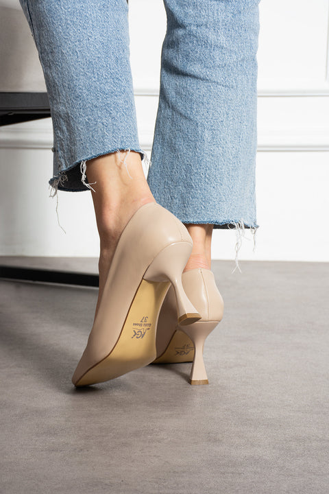 Yılan Derisi Desenli İnce Topuklu Stiletto Şık Rahat Vegan Deri Kadın Topuklu Ayakkabı