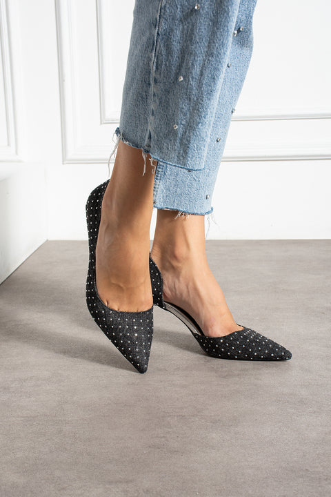 Taş Detaylı İnce Topuklu Stiletto – Metal Topuklu Şık Kadın Abiye Ayakkabı