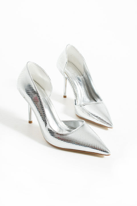Yılan Derisi Desenli Vegan Deri Stiletto – 9cm Metal Topuklu Sivri Burun Şık & Konforlu Kadın Ayakkabı