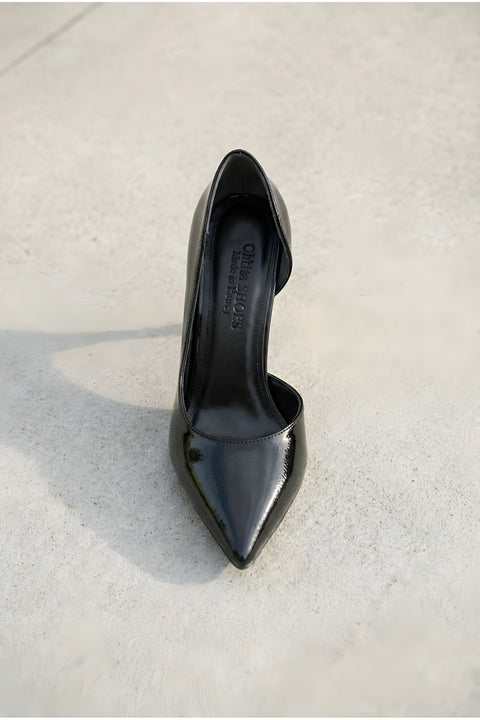 Rugan 9 Cm Altın Kaplama Kadın Topuklu Stiletto Ayakkabı Vegan Deri Günlük ve Özel Gün