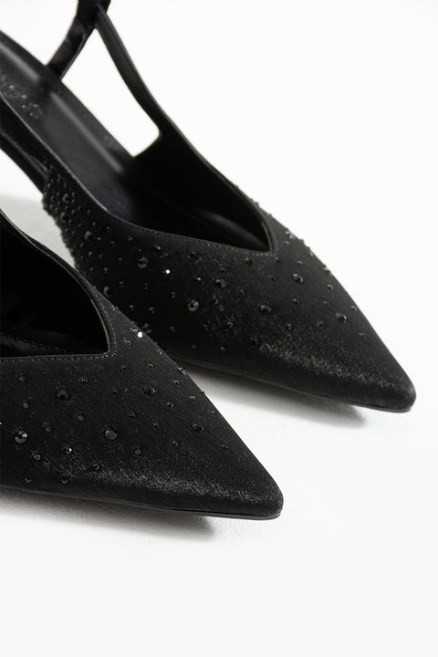 Taş Detaylı İnce Topuklu Slingback Stiletto – Şık ve Zarif Abiye Kadın Ayakkabı