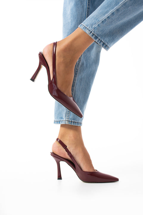 Slingback İnce Topuklu Ayakkabı Kadın Sivri Burun Şık Günlük Ofis Abiye Model