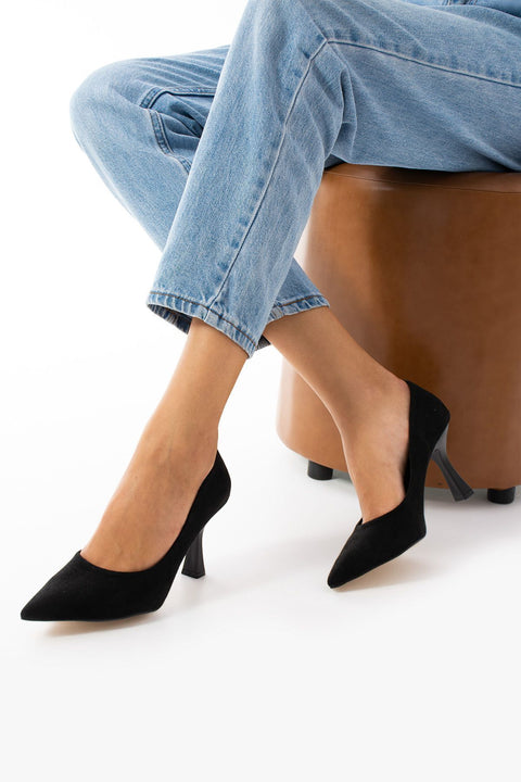 Mat Vegan Deri Sivri Burun Kavis Topuk Kadın Stiletto Ayakkabı | Günlük ve Davet Şıklığı