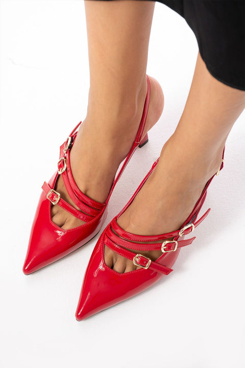 Rugan Stiletto – Parlak Vegan Deri Topuklu Kadın Ayakkabı | Günlük ve Özel Gün Şıklığı için Sivri Burunlu Şık Mode
