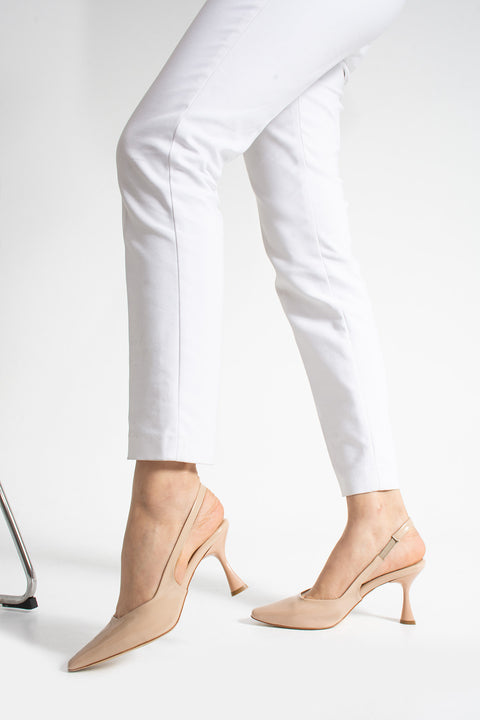 Slingback İnce Topuklu Ayakkabı Kadın Sivri Burun Şık Günlük Ofis Abiye Model