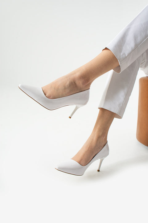 Parlak Vegan Deri Topuklu Ayakkabı – 7cm İnce Topuklu Şık Stiletto