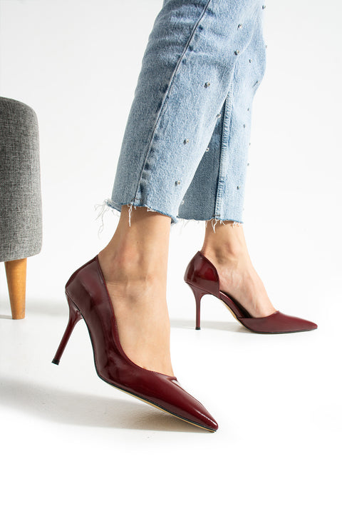 Rugan  9 cm Vegan Deri İnce Topuklu Stiletto | Etkileyici Şıklık! Mezuniyet Düğün Ofis İçin