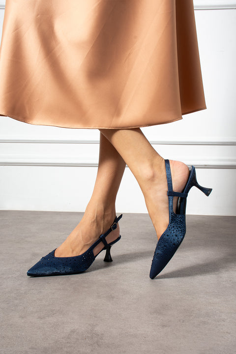 Taş Detaylı İnce Topuklu Slingback Stiletto – Şık ve Zarif Abiye Kadın Ayakkabı