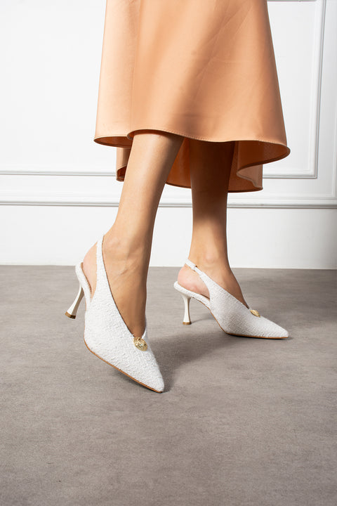 Düğme Detaylı Slingback İnce Topuklu Kadın Stiletto – Şık ve Zarif Abiye Ayakkabı